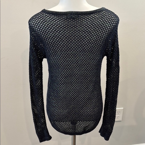 Trouvé XS Black Metallic Mesh Long Sleeve Sweater - Picture 6 of 8